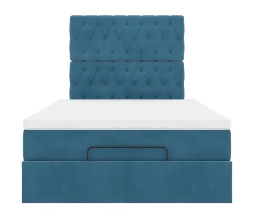 Ottomani Voodiraam Madratsitega, Tumesinine, 120X200 cm Samet