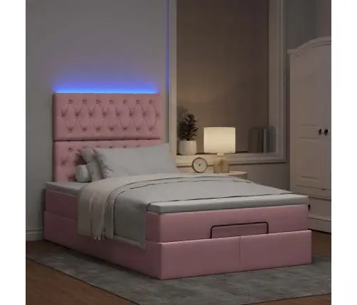Osmaņu Gultas Rāmis Ar Matračiem Rozā 120X200Cm Samts Vidaxl