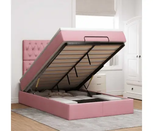 Osmaņu Gultas Rāmis Ar Matračiem Rozā 120X200Cm Samts Vidaxl