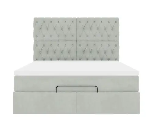 Osmanų Lovos Rėmas Su Čiužiniais, Pilkas, 140X190cm Aksomas