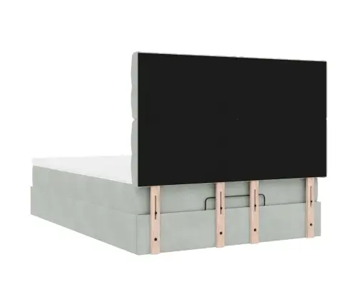 Osmanų Lovos Rėmas Su Čiužiniais, Pilkas, 140X190cm Aksomas