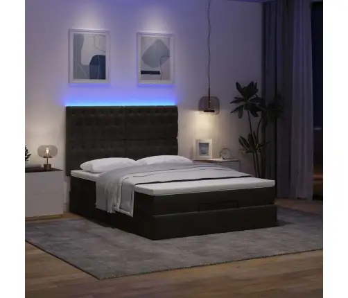 Osmaņu Gultas Rāmis Ar Matračiem Melns 140X190 Cm Samts Vidaxl