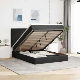 Osmaņu Gultas Rāmis Ar Matračiem Melns 140X190 Cm Samts Vidaxl