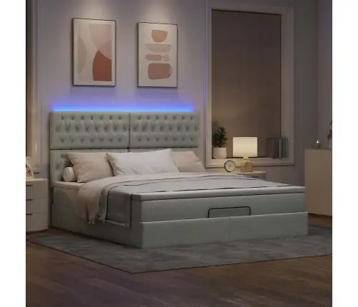 Osmaņu Gultas Rāmis Ar Matračiem Gaiši Pelēks 160X200Cm Audums Vidaxl