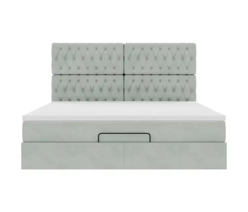 Osmaņu Gultas Rāmis Ar Matračiem Gaiši Pelēks 160X200Cm Audums Vidaxl