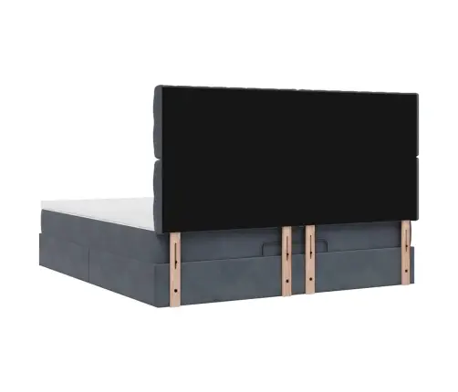 Ottomani Voodiraam Madratsitega, Tumehall, 160X200 cm Samet