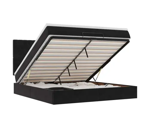 Osmaņu Gultas Rāmis Ar Matračiem Melns 160X200Cm Audums Vidaxl