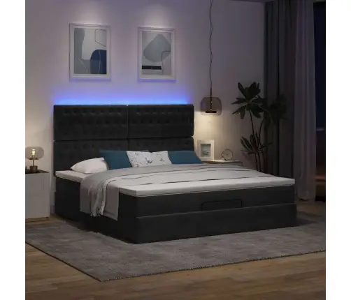 Osmaņu Gultas Rāmis Ar Matračiem Melns 160X200Cm Audums Vidaxl