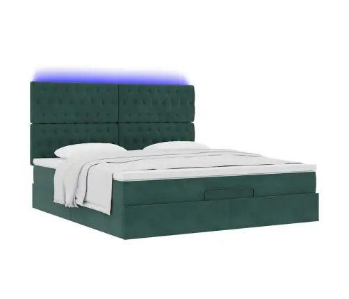 Osmanų Lovos Rėmas Su Čiužiniais, Žalias, 160X200cm Aksomas