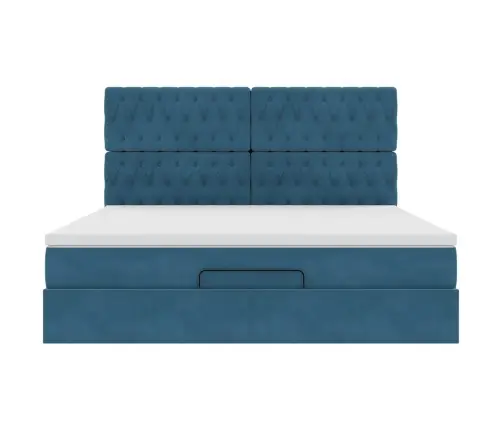 Ottomani Voodiraam Madratsitega, Tumesinine, 160X200 cm Samet