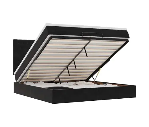 Osmaņu Gultas Rāmis Ar Matračiem Melns 180X200Cm Audums Vidaxl