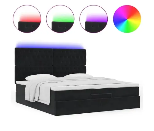 Osmaņu Gultas Rāmis Ar Matračiem Melns 180X200Cm Audums Vidaxl