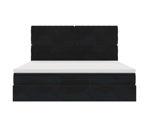 Osmaņu Gultas Rāmis Ar Matračiem Melns 180X200Cm Audums Vidaxl