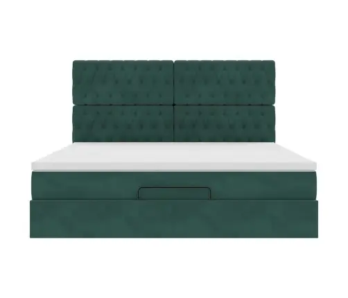Osmaņu Gultas Rāmis Ar Matračiem Tumši Zaļš 180X200Cm Audums Vidaxl