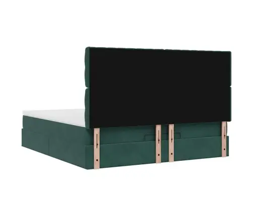 Osmaņu Gultas Rāmis Ar Matračiem Tumši Zaļš 180X200Cm Audums Vidaxl