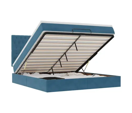 Osmaņu Gultas Rāmis Ar Matračiem Tumši Zils 180X200Cm Audums Vidaxl