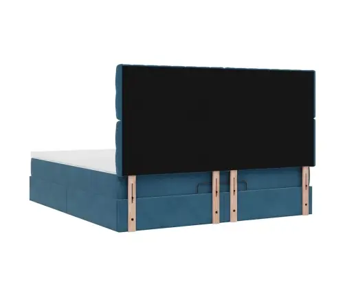Osmaņu Gultas Rāmis Ar Matračiem Tumši Zils 180X200Cm Audums Vidaxl