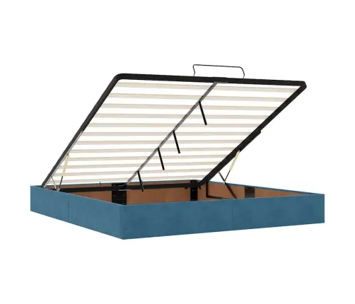 Osmaņu Gultas Rāmis Ar Matračiem Tumši Zils 180X200Cm Audums Vidaxl