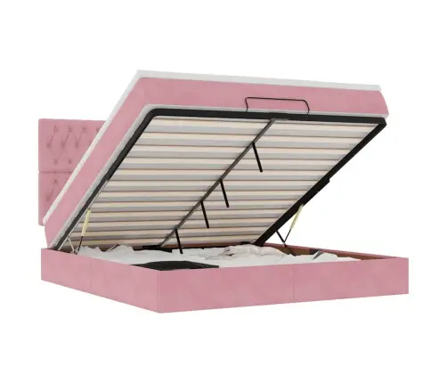 Osmaņu Gultas Rāmis Ar Matračiem Rozā 180X200Cm Audums Vidaxl