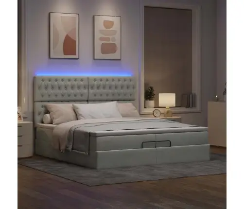 Osmaņu Gultas Rāmis Ar Matračiem Gaiši Pelēks 200X200Cm Audums Vidaxl