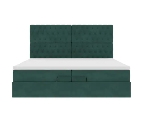 Osmanų Lovos Rėmas Su Čiužiniais, Žalias, 200X200cm Aksomas