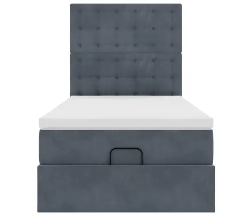 Osmanų Lovos Rėmas Su Čiužiniais, Pilkas, 80X200cm Aksomas