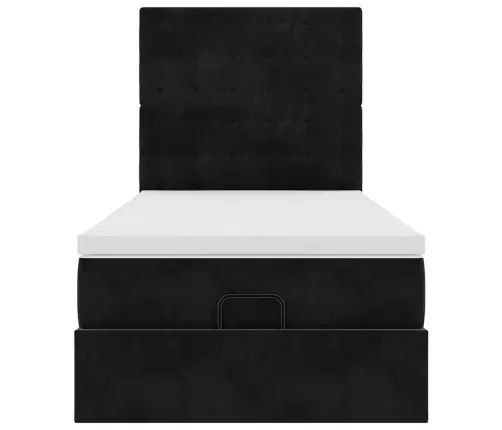 Osmaņu Gultas Rāmis Ar Matračiem Melns 80X200 Cm Samts Vidaxl