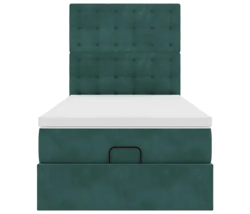 Osmanų Lovos Rėmas Su Čiužiniais, Žalias, 80X200cm Aksomas