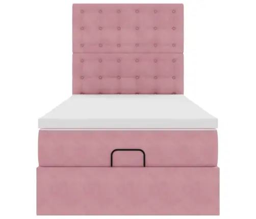 Osmaņu Gultas Rāmis Ar Matračiem Rozā 80X200 Cm Samts Vidaxl
