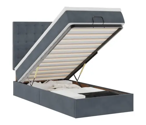 Osmaņu Gultas Rāmis Ar Matračiem Tumši Pelēks 90X190 Cm Samts Vidaxl