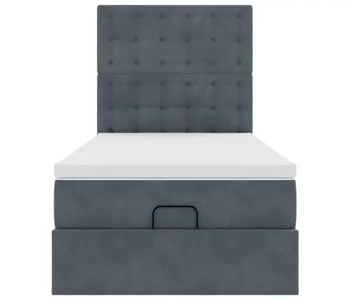 Osmaņu Gultas Rāmis Ar Matračiem Tumši Pelēks 90X190 Cm Samts Vidaxl