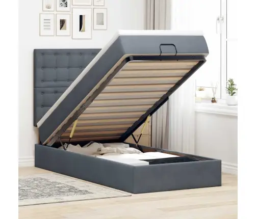 Osmaņu Gultas Rāmis Ar Matračiem Tumši Pelēks 90X190 Cm Samts Vidaxl