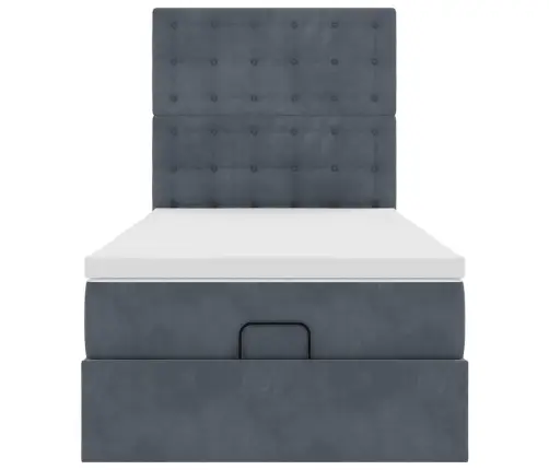 Osmanų Lovos Rėmas Su Čiužiniais, Pilkas, 90X200cm Aksomas