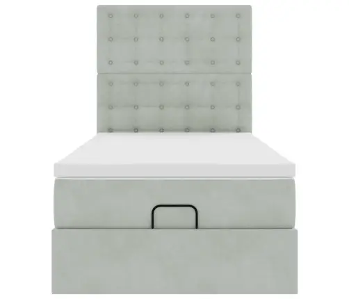 Osmaņu Gultas Rāmis Ar Matračiem Gaiši Pelēks 100X200Cm Samts Vidaxl