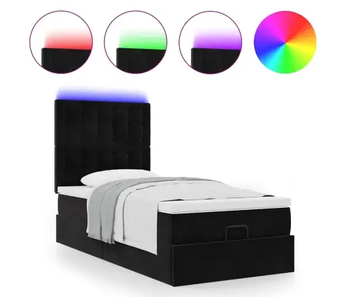 Osmaņu Gultas Rāmis Ar Matračiem Melns 100X200Cm Samts Vidaxl