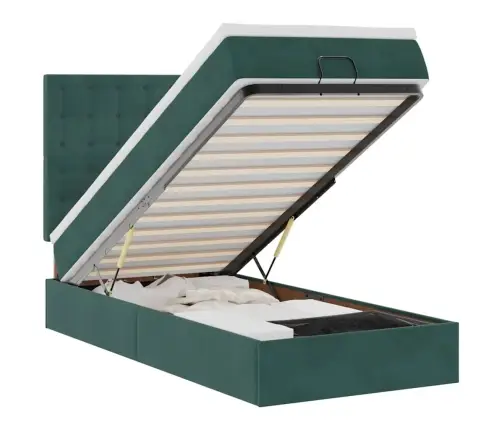 Ottomani Voodiraam Madratsitega, Tumeroheline, 100X200cm Samet