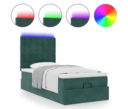 Ottomani Voodiraam Madratsitega, Tumeroheline, 100X200cm Samet