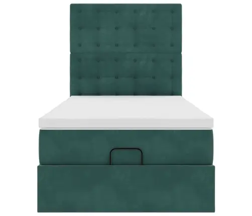 Ottomani Voodiraam Madratsitega, Tumeroheline, 100X200cm Samet