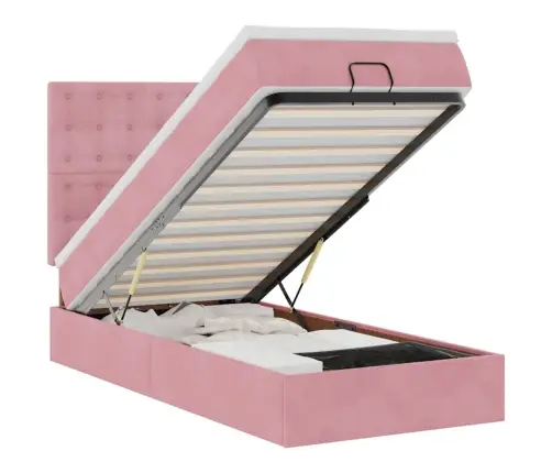 Osmaņu Gultas Rāmis Ar Matračiem Rozā 100X200Cm Samts Vidaxl