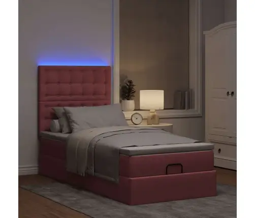 Osmaņu Gultas Rāmis Ar Matračiem Rozā 100X200Cm Samts Vidaxl