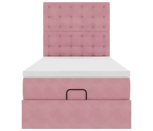 Osmaņu Gultas Rāmis Ar Matračiem Rozā 100X200Cm Samts Vidaxl
