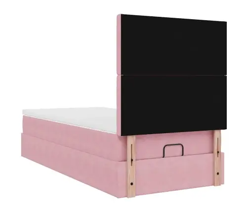 Osmaņu Gultas Rāmis Ar Matračiem Rozā 100X200Cm Samts Vidaxl