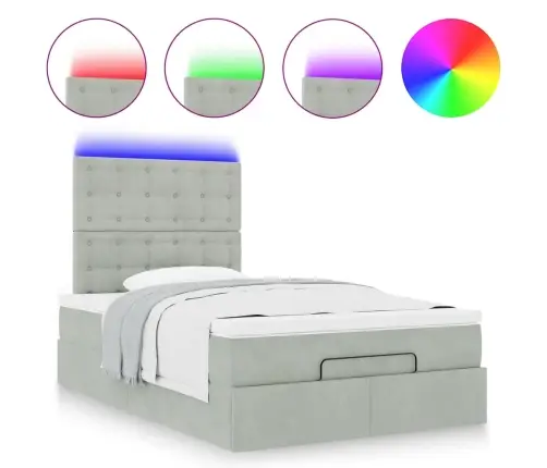 Osmaņu Gultas Rāmis Ar Matračiem Gaiši Pelēks 120X190Cm Samts Vidaxl