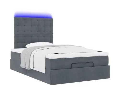 Osmanų Lovos Rėmas Su Čiužiniais, Pilkas, 120X190 cm Aksomas