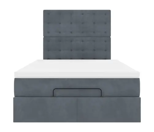 Osmanų Lovos Rėmas Su Čiužiniais, Pilkas, 120X190 cm Aksomas