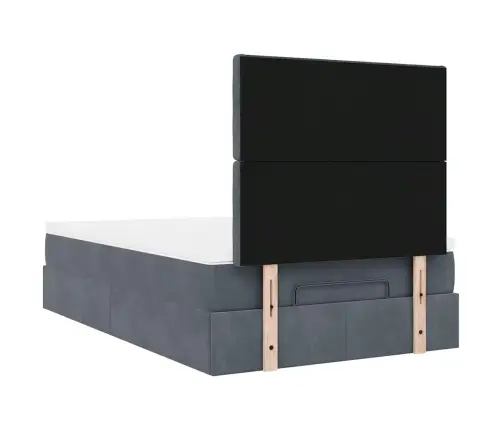 Osmanų Lovos Rėmas Su Čiužiniais, Pilkas, 120X190 cm Aksomas