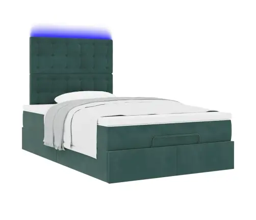 Osmaņu Gultas Rāmis Ar Matračiem Tumši Zaļš 120X190Cm Samts Vidaxl