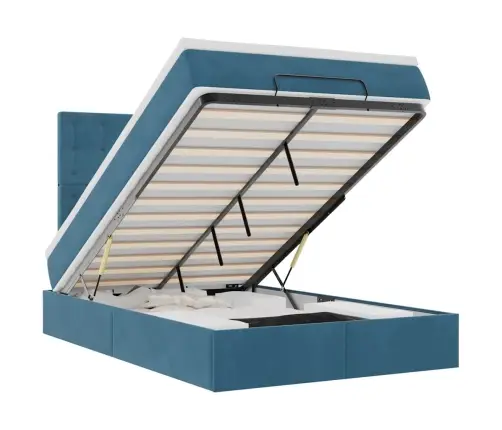 Ottomani Voodiraam Madratsitega, Tumesinine, 120X190 cm Samet