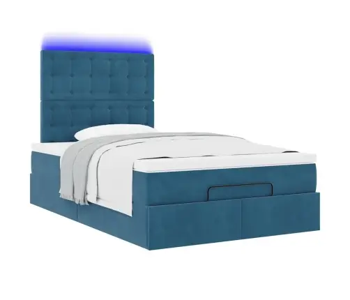 Ottomani Voodiraam Madratsitega, Tumesinine, 120X190 cm Samet