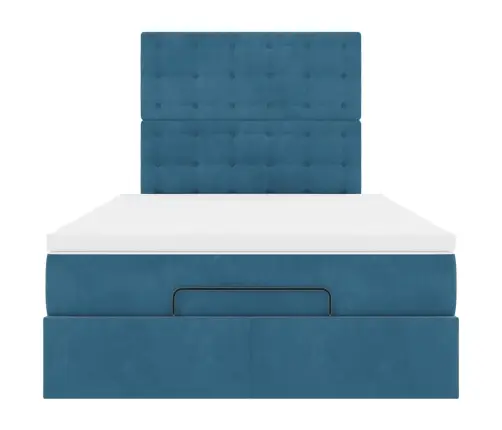 Ottomani Voodiraam Madratsitega, Tumesinine, 120X190 cm Samet